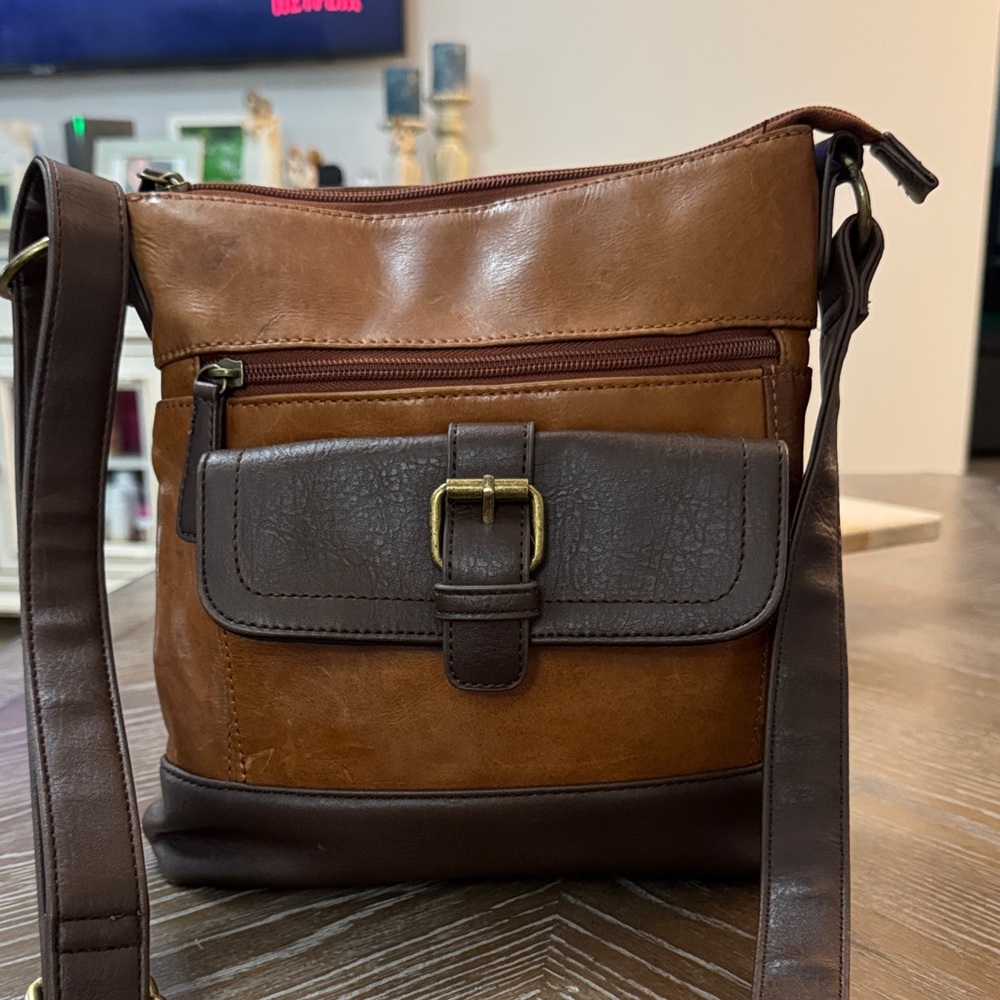Stone And Leather Brown Leather Crossbody Bag